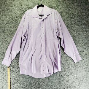 Enro Shirt Mens Size 16.5 Purple Royal Oxford Non-Iron Long Sleeve Classic Dress